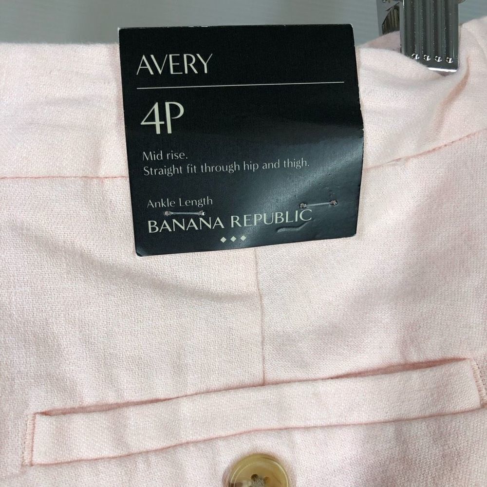 Sz 4P NWT Banana REPUBLIC FCTY Avery Linen Blend‎ Mid Rise Straight Ankle Pants - Picture 5 of 7